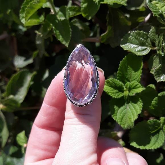 New Pink Topaz Antique Design Silver Ring. - Picture 7 of 8